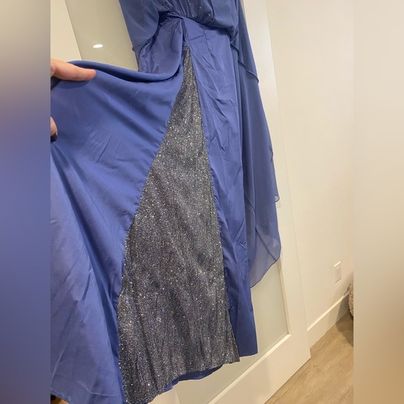 ASOS beaded vintage style tulle dress scallop edge design blue and silver sz 4 - Picture 11 of 14